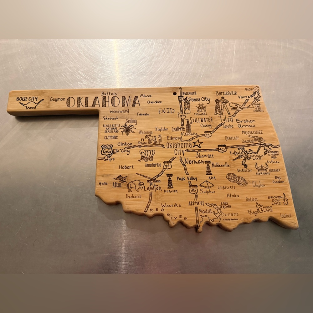 Oklahoma Shaped Bamboo Cutting Board